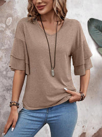 V-Neck Half Sleeve Blouse - Trandify Deal