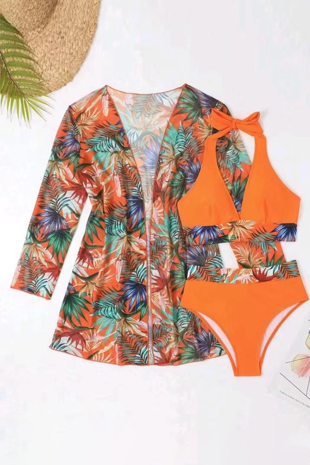 Printed Halter Neck Three-Piece Swim Set - Trandify Deal