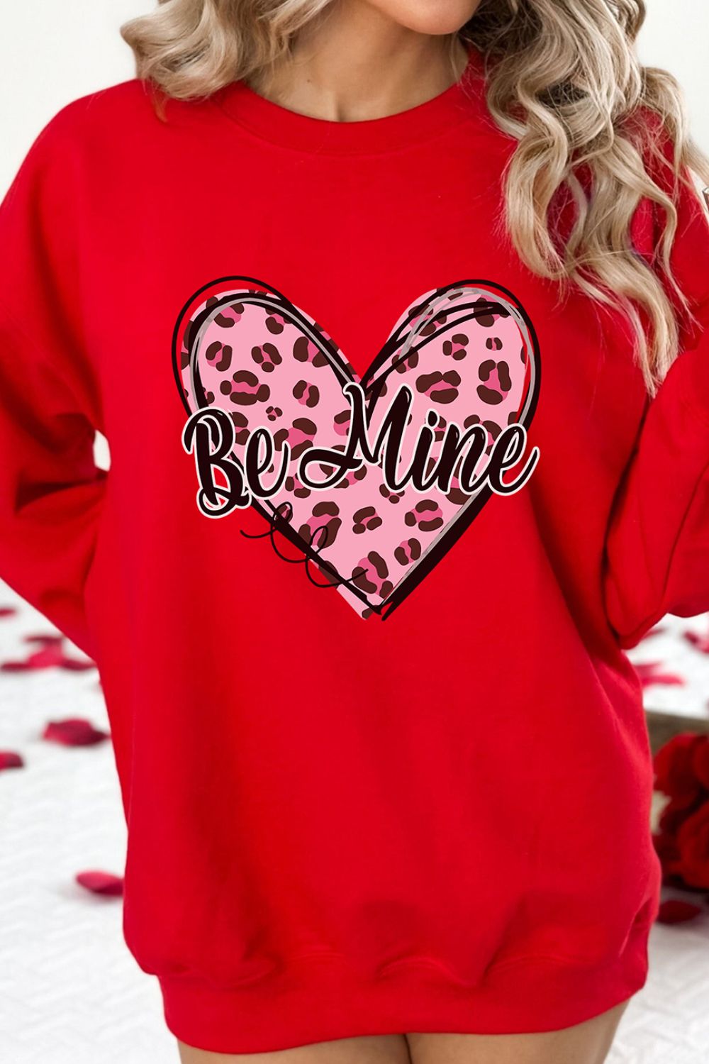 Valentine's Day BE MINE Heart Long Sleeve Sweatshirt Trandify Deal