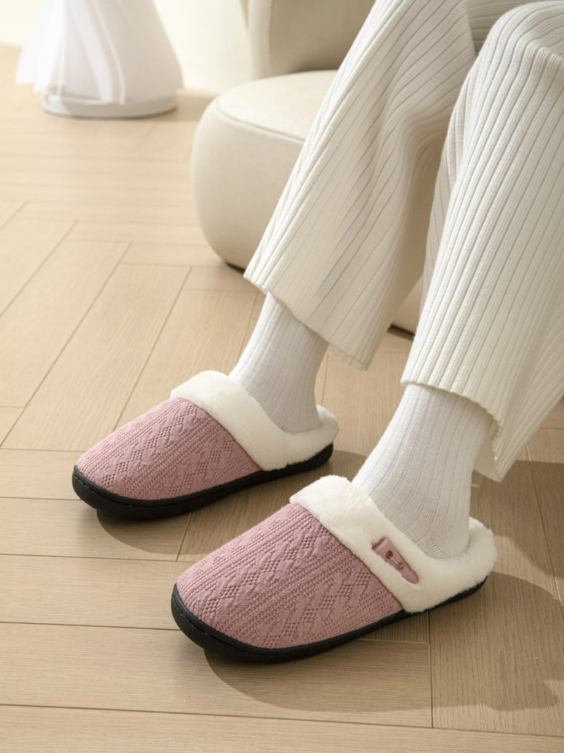 Horn Buckle Furry Texture Flat Slippers Trandify Deal