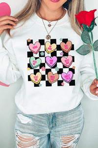 Valentine's Day Checkered Heart Long Sleeve Sweatshirt Trandify Deal