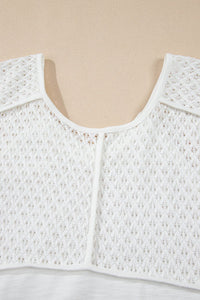 Trendy Openwork High-Low Hem V-Neck Oversized Top for Women – Casual & Boho Chic Blouse