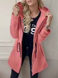 Women's lightweight zip up hoodie jacket in Pink with front pockets.