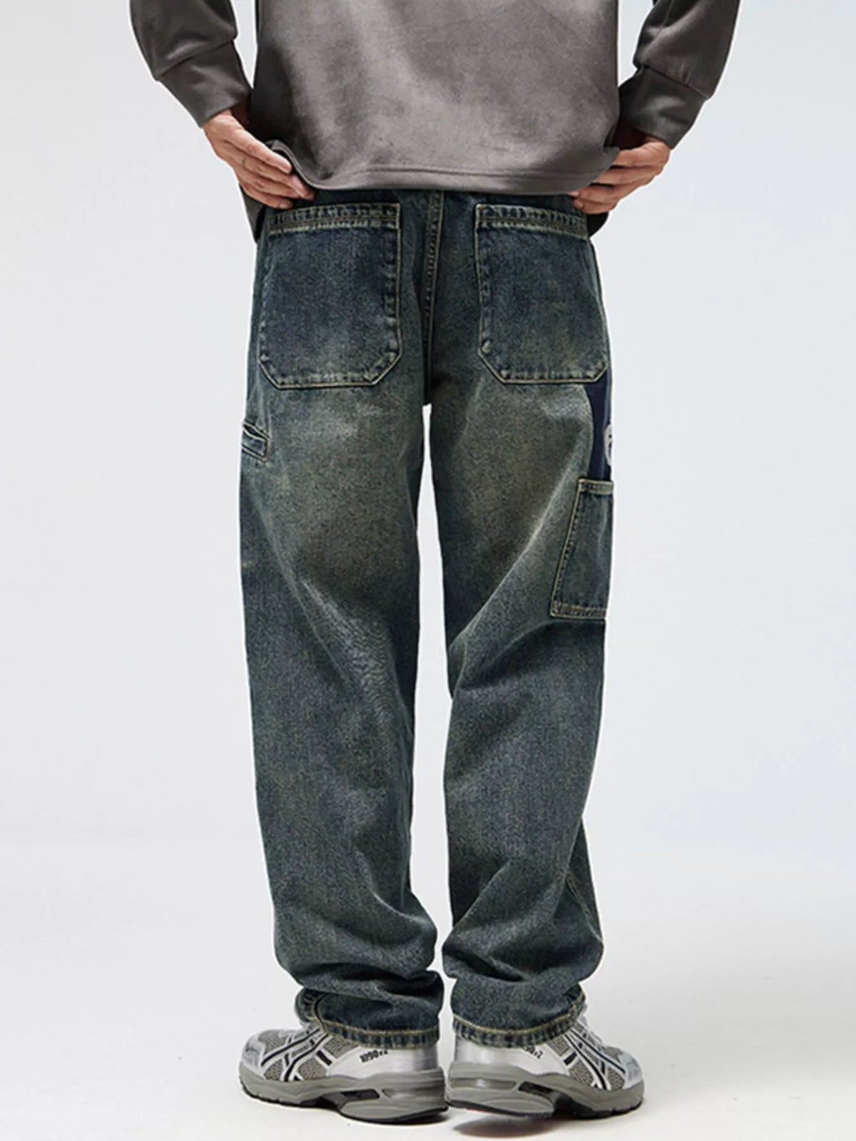 Men's Relaxed Fit Jeans - Washed Comfort Stretch Denim