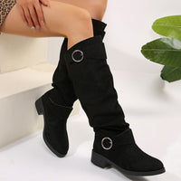 Buckle Round Toe Block Heel Boots Trandify Deal
