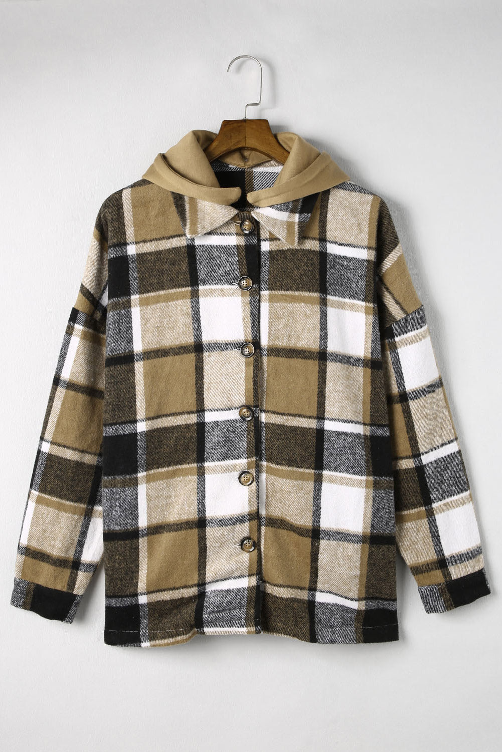 Plaid Button Up Hooded Shacket Trandify Deal