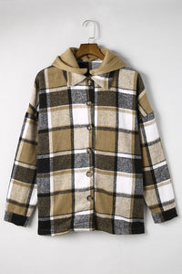 Plaid Button Up Hooded Shacket Trandify Deal