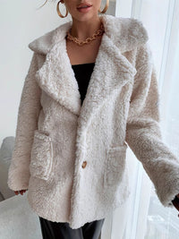 Fuzzy Open Front Long Sleeve Coat Trandify deal