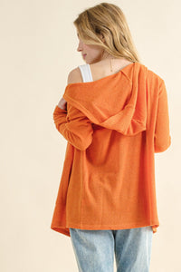 And The Why Full Size Thermal Hooded Open Front Cardigan with Pockets Trandify Deal