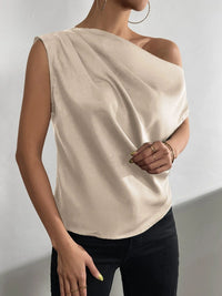 Ruched Single Shoulder Blouse Trandify deal