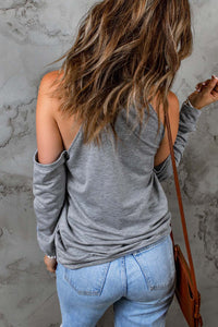 Cold Shoulder Long Sleeve Sweatshirt Trandify deal