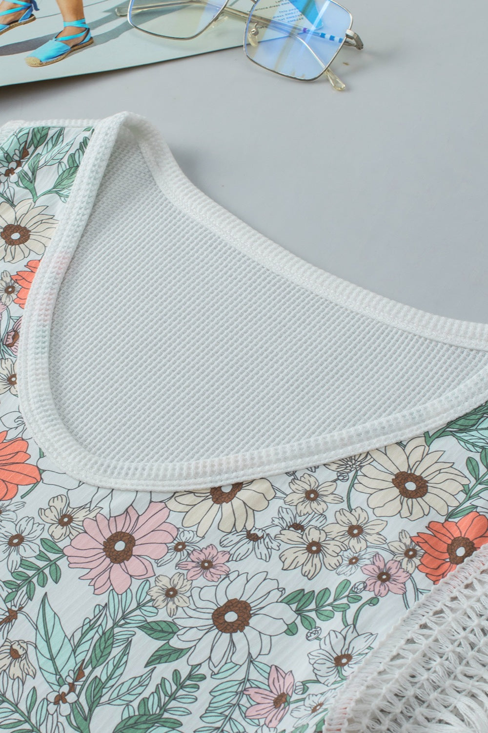 Fringe Printed V-Neck Top Trandify deal