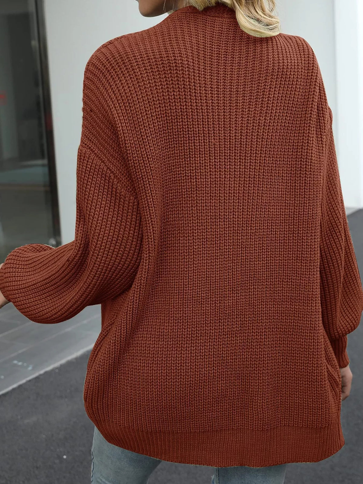 Oversized Chunky Knit Cardigan - Cable Knit Open Front Sweater