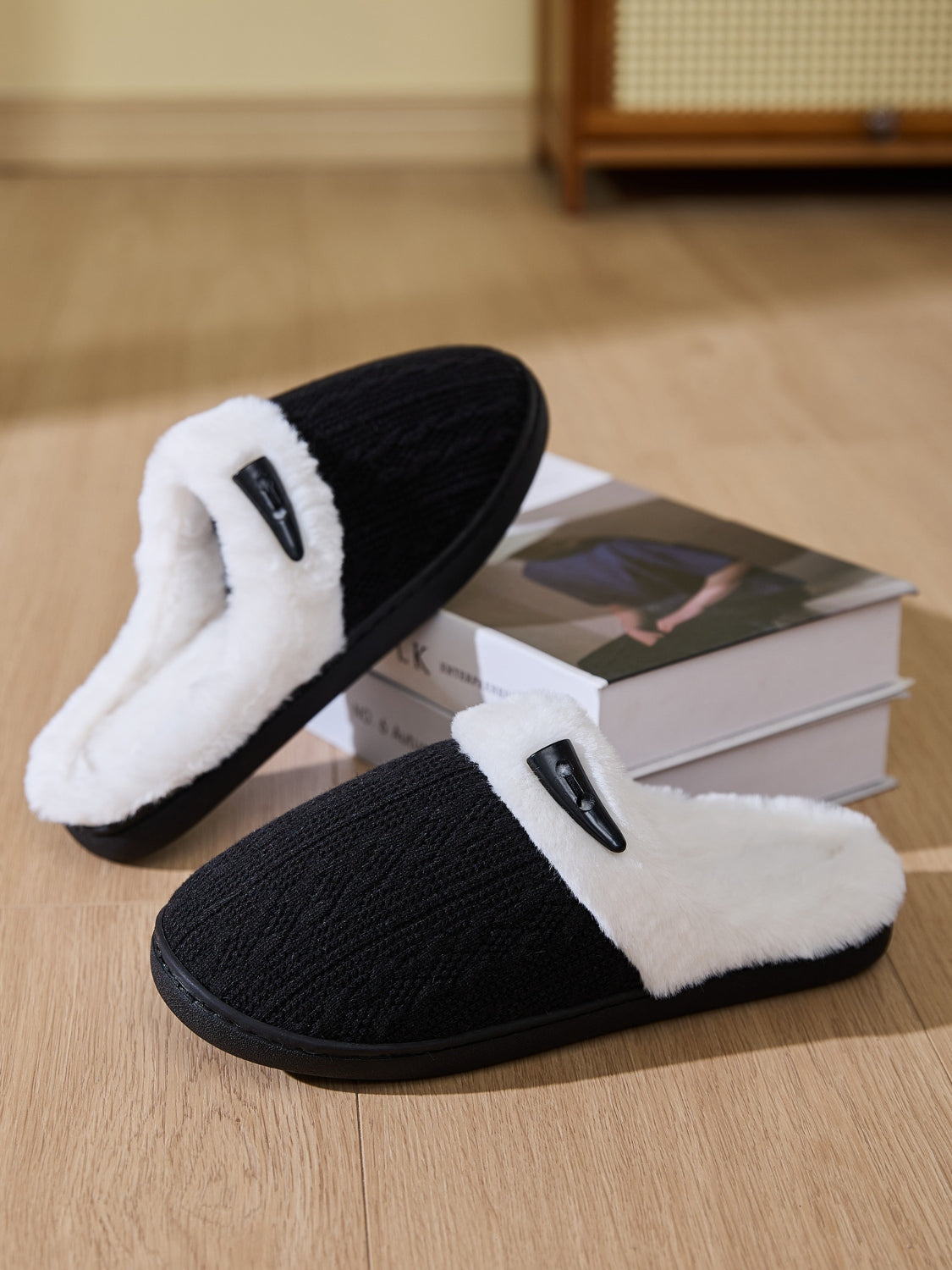 Horn Buckle Furry Texture Flat Slippers Trandify Deal
