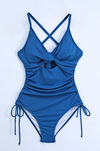 Cutout V-Neck Spaghetti Strap One-Piece Swimwear Trandify deal