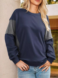 Women's Oversized Long Sleeve Sweatshirt with seam detail in Blue, Y2K streetwear style.
