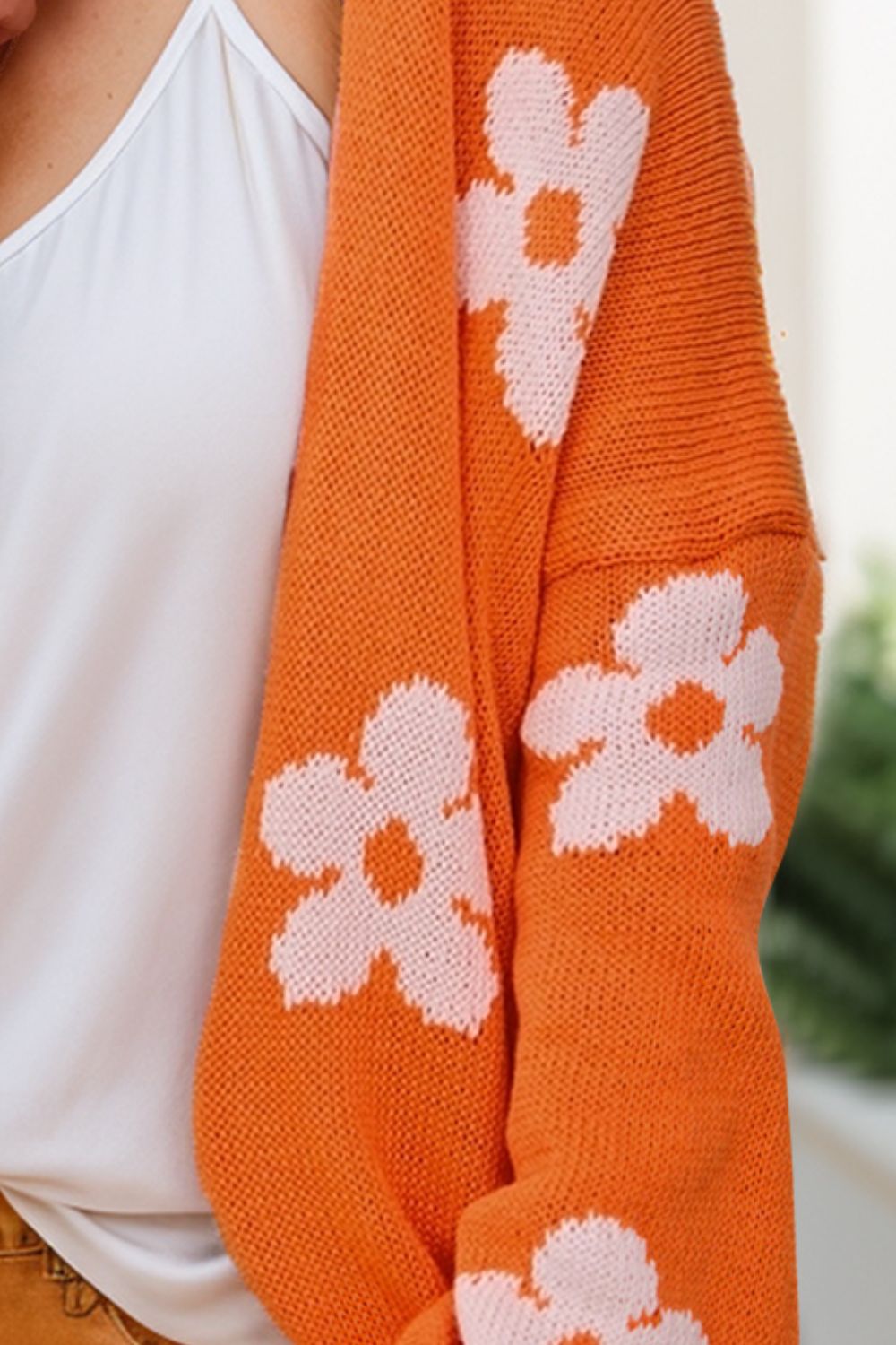 Flower Open Front Long Sleeve Cardigan Trandify Deal