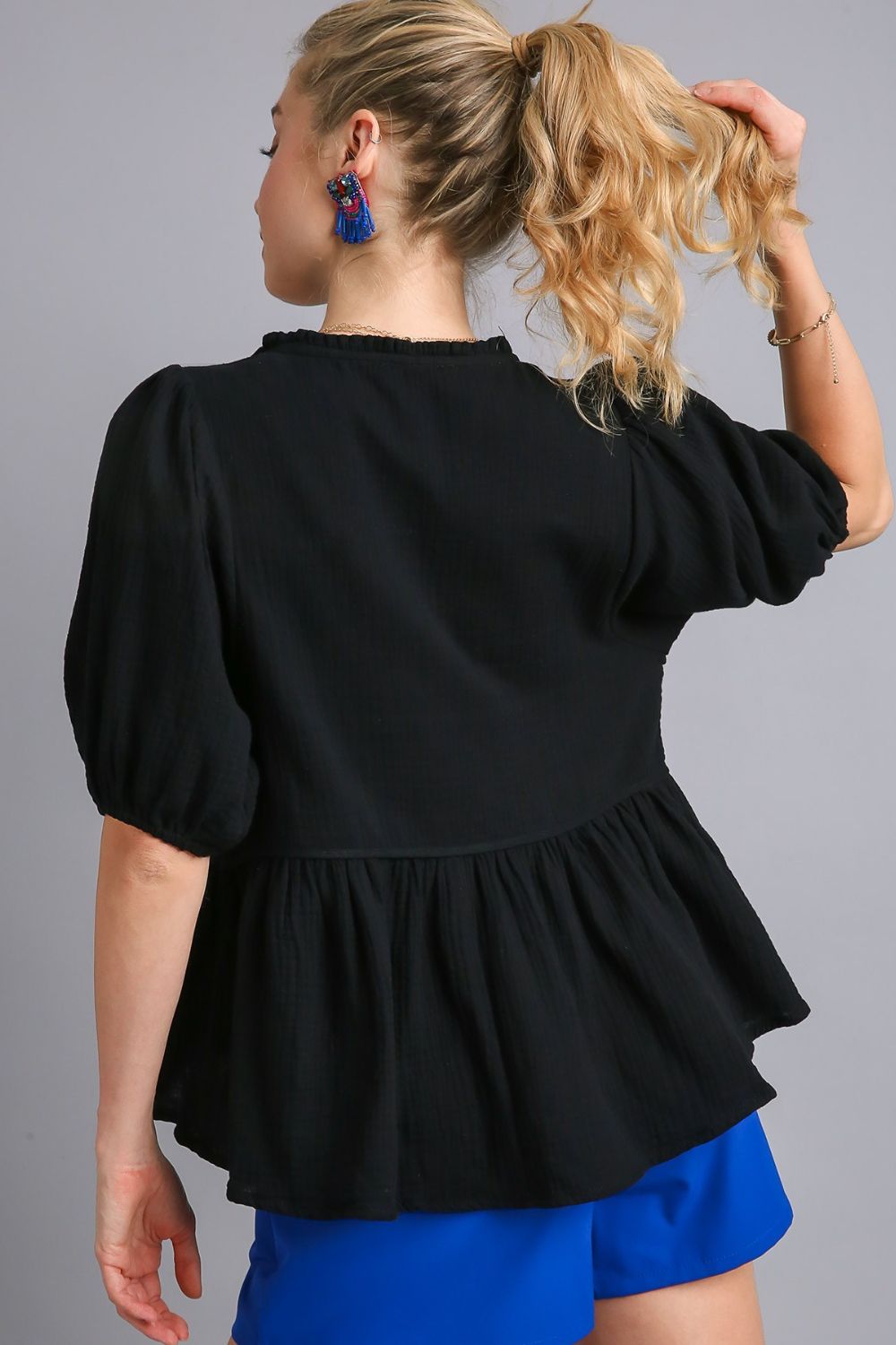 Boho Floral Embroidered Babydoll Blouse