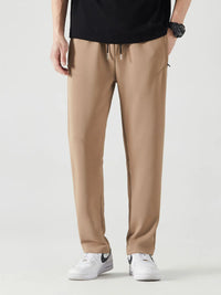 Men's Plus Size Drawstring Active Pants – Khaki Comfortable Joggers for Gym & Casual Wear