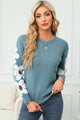 Flower Round Neck Long Sleeve Sweater Trandify Deal