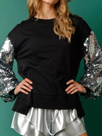 Women's Oversized Sequin Sweatshirt in Black