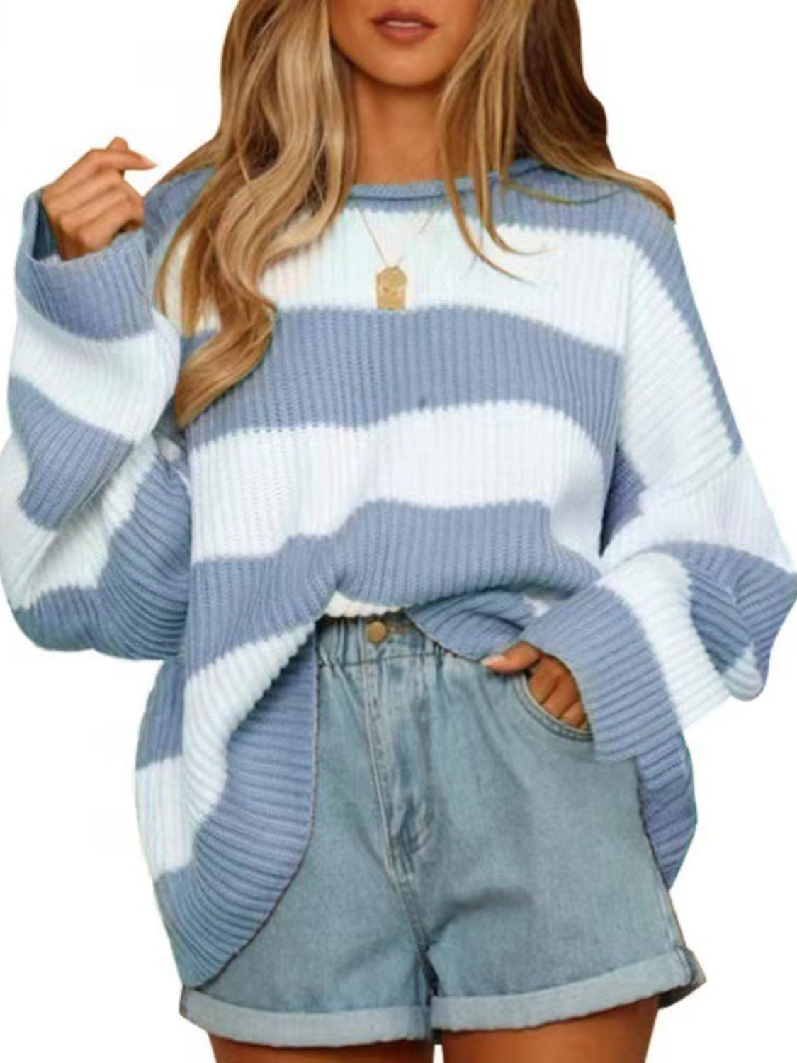 Round Neck Long Sleeve Sweater Trandify Deal