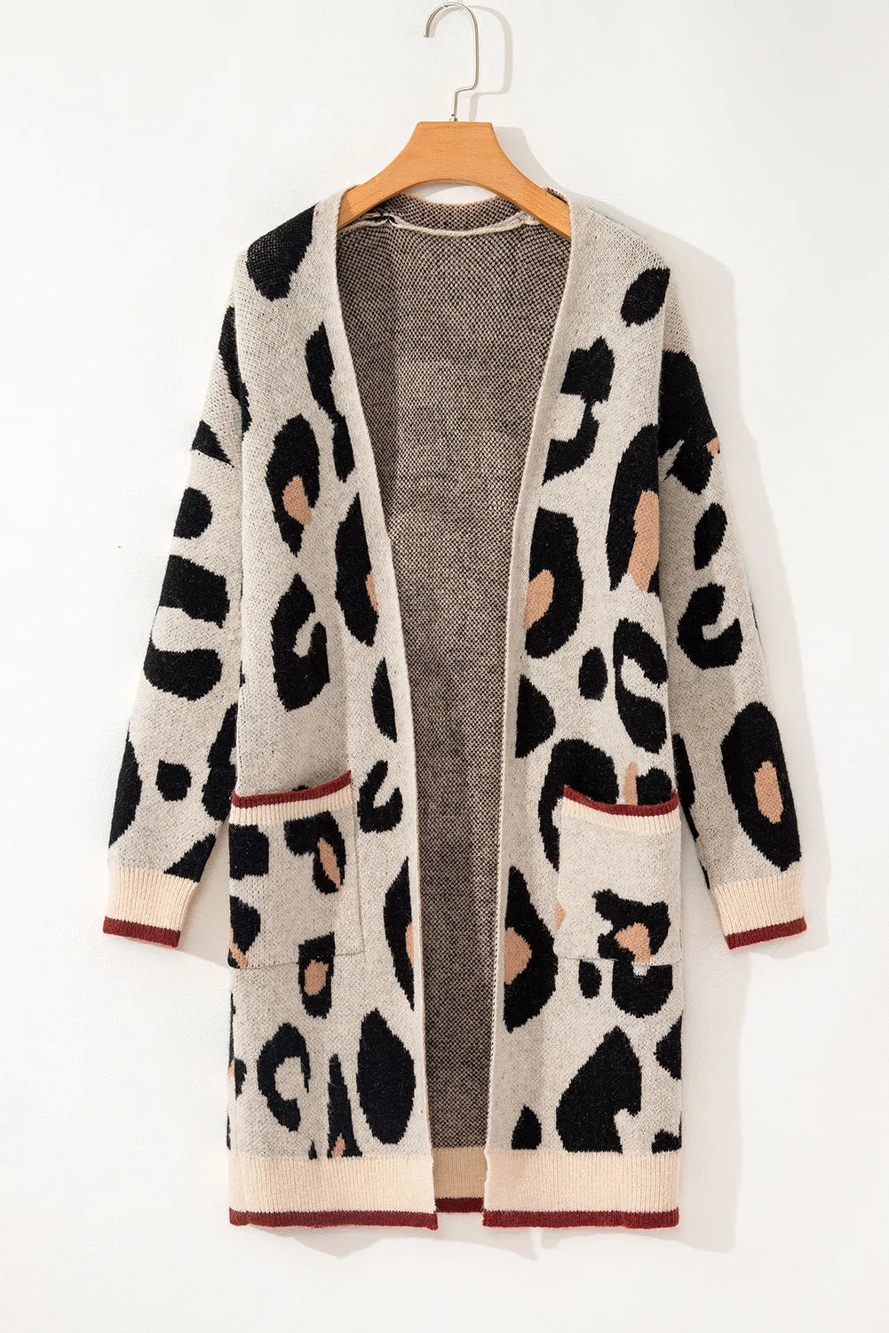 Leopard Open Front Long Sleeve Cardigan Trandify Deal