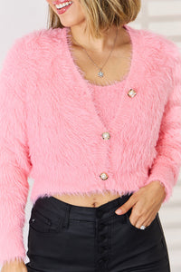 Scoop Neck Vest and Cardigan Sweater Set Trandify deal