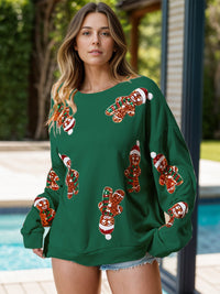 Sequin Gingerbread Man Long Sleeve Sweatshirt Trandify Deal