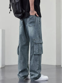 Men's Plus Size Cargo Jeans - Wide Leg & Pocketed