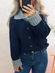 Women's Striped Knit Cardigan - V-Neck Button Down