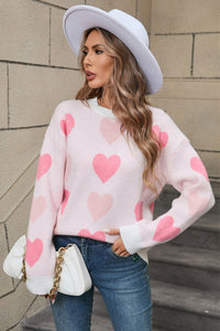 Angel Wings Heart Round Neck Long Sleeve Sweater Trandify Deal
