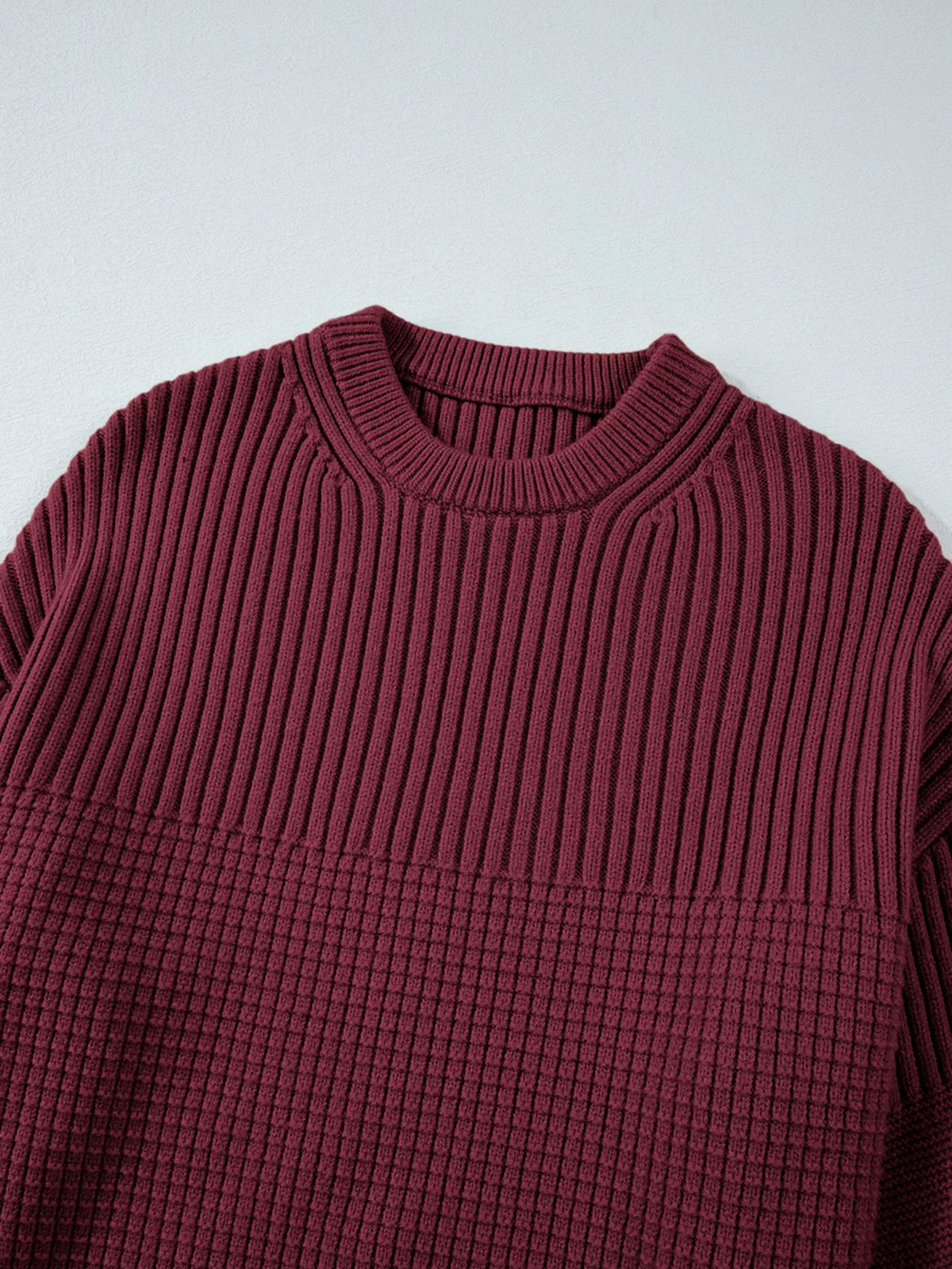 Women's Textured Knit Sweater - Waffle Crewneck