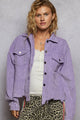Women’s Vintage Corduroy Trucker Jacket Button-Down Distressed Wash Oversized Fit Fall Fashion