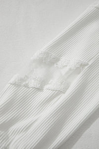 Lace Detail Drop Sleeve Ribbed Top Trandify Deal
