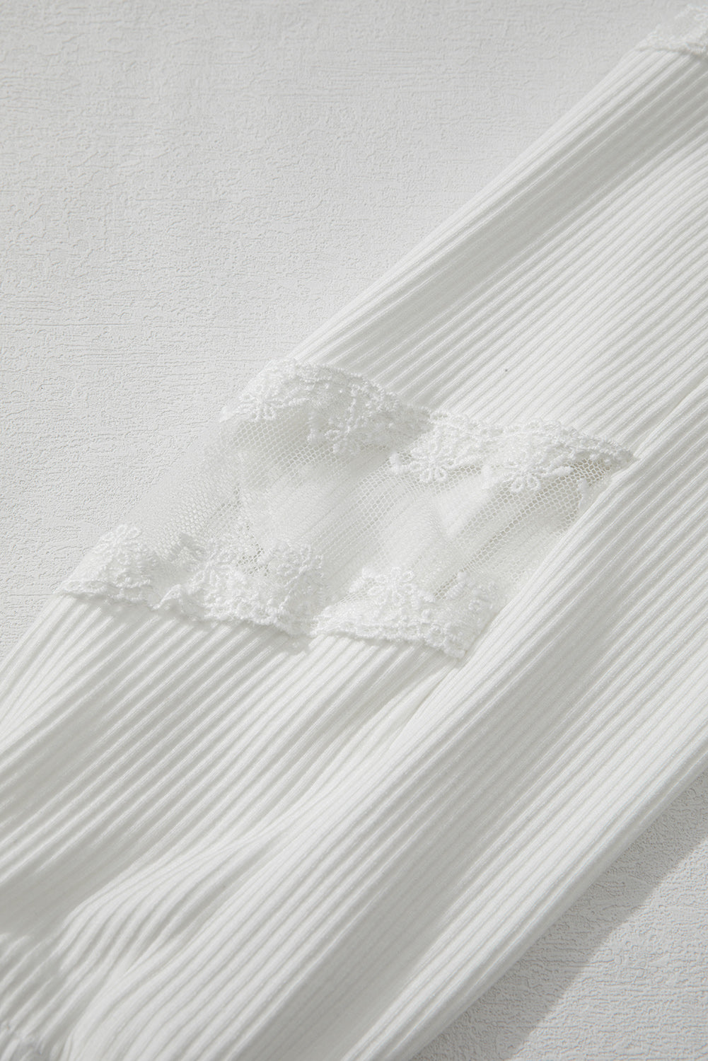 Lace Detail Drop Sleeve Ribbed Top Trandify Deal