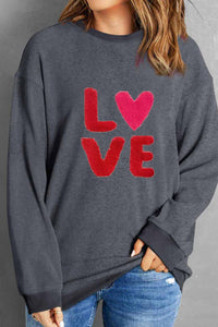 Valentine’s Day LOVE Round Neck Long Sleeve Sweatshirt - Trandify Deal