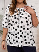 Plus Size Polka Dot Round Neck Half Sleeve Blouse Trandify deal