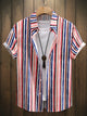 Breathable cotton blend men's shirt with vertical stripes, ideal for warm weather