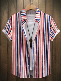 Breathable cotton blend men's shirt with vertical stripes, ideal for warm weather