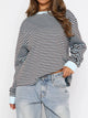 Women's Striped Oversized Sweatshirt - Soft Casual Crewneck