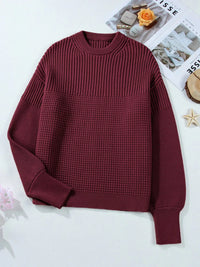 Women's Textured Knit Sweater - Waffle Crewneck
