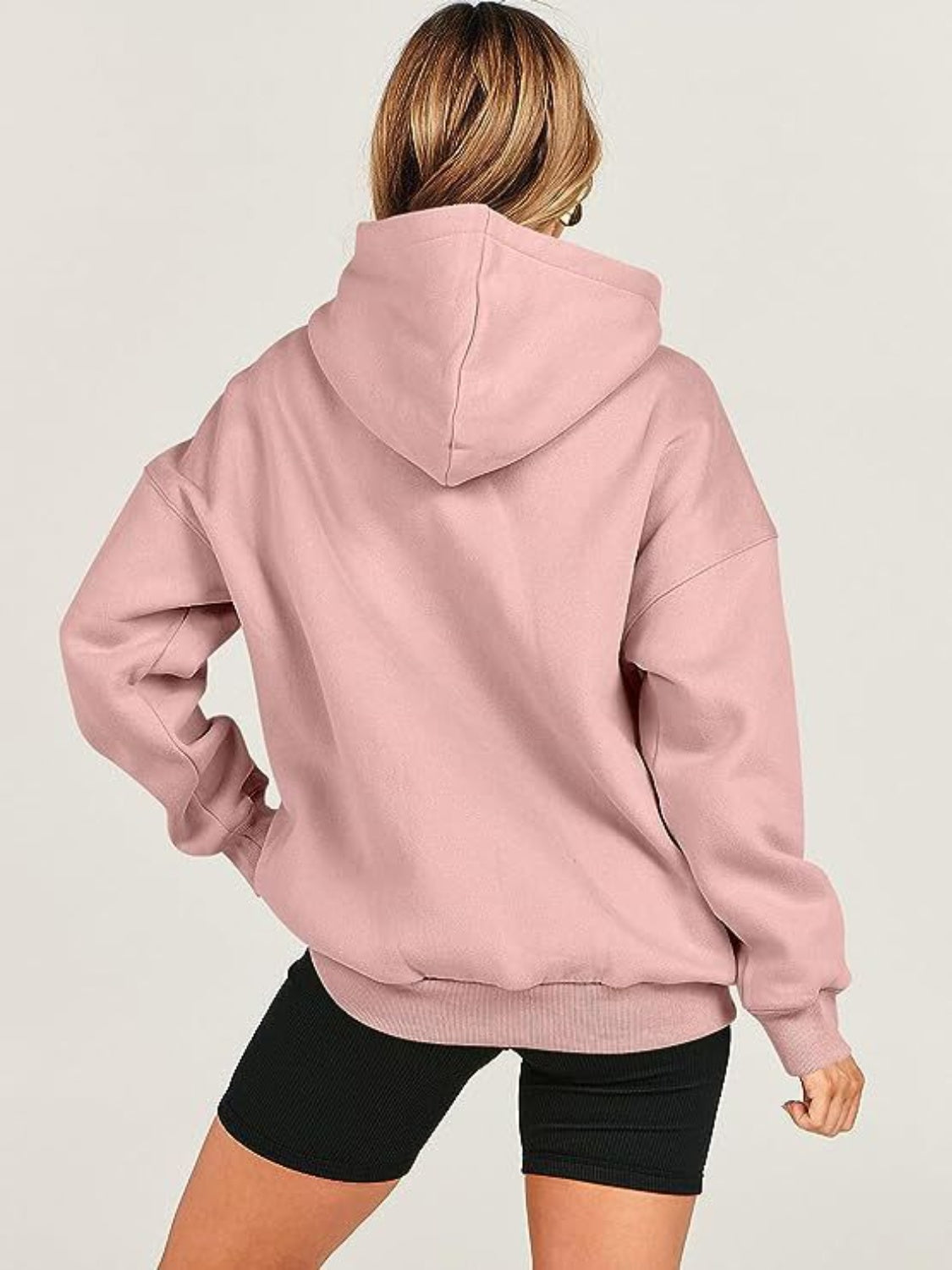 Dropped Shoulder Long Sleeve Hoodie Trandify Deal