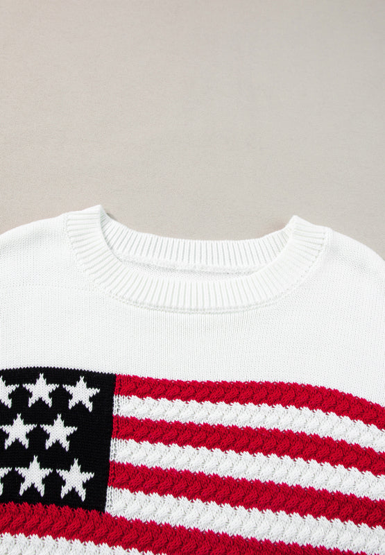 US Flag Side Slit Drop Shoulder Sweater Trandify Deal