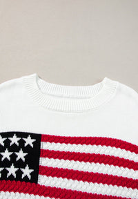 US Flag Side Slit Drop Shoulder Sweater Trandify Deal