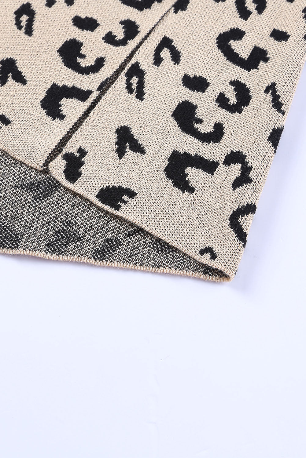 Slit Leopard Mock Neck Dropped Shoulder Sweater Trandify Deal