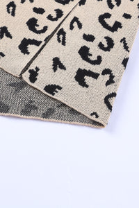 Slit Leopard Mock Neck Dropped Shoulder Sweater Trandify Deal