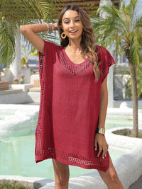 Slit Openwork V-Neck Cover-Up Trandify deal