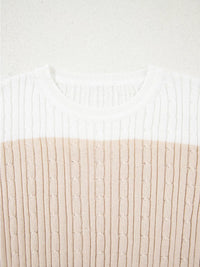 Women's Colorblock Cable Knit Sweater - 100% Cotton