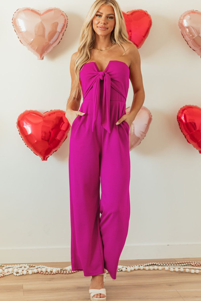 Trendy Tie-Front Wide Leg Jumpsuit for Women – Beachwear & Casual Wear – Trandifydeal